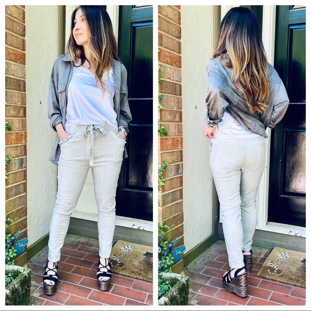 #28 Boho Fabulous Fabulous Soft Jean Side pocket side detail tie waist Joggers